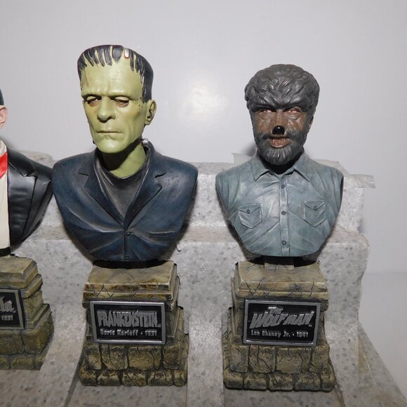 2004 Legacy Collection Frankenstein Dracula Wolf Man Busts Sideshow Collectibles - Picture 4 of 11
